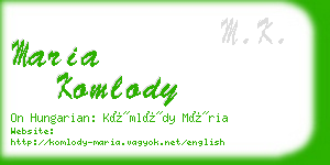 maria komlody business card